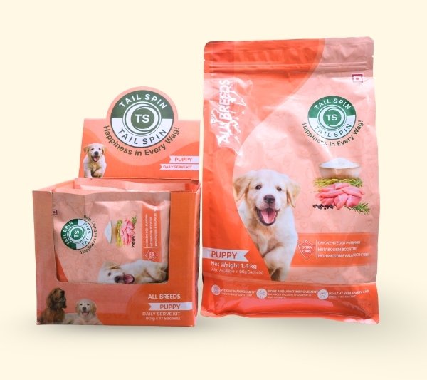 Tail Spin Puppy Travel Pack + 1.4 Kg Combo